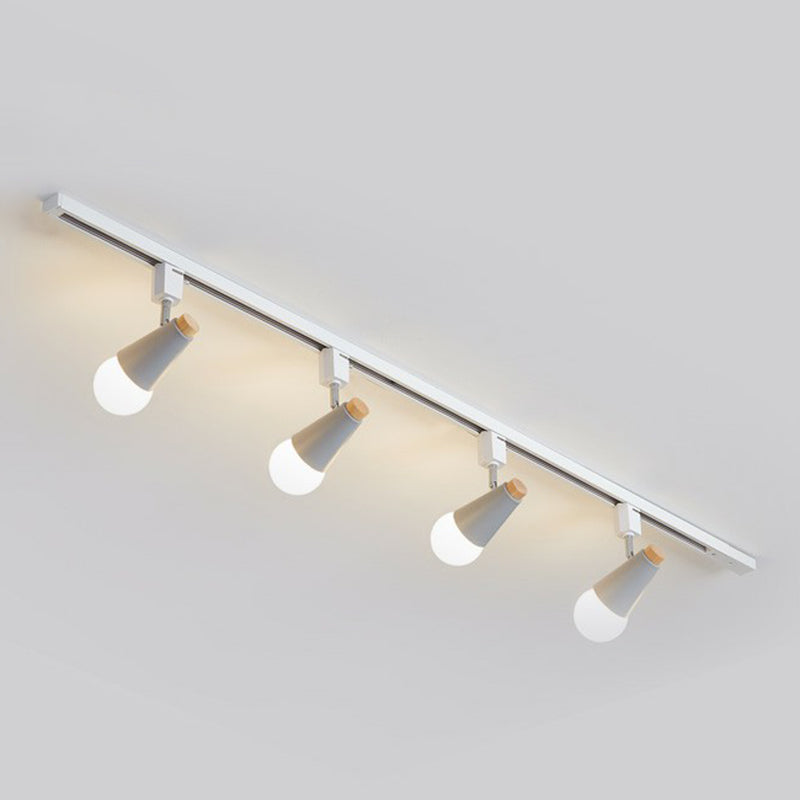 Nordic Conical Semi Flush Mounted Track Light Metal Living Room Ceiling Light Fixture 4 Grey Clearhalo 'Ceiling Lights' 'Close To Ceiling Lights' 'Close to ceiling' 'Semi-flushmount' Lighting' 2312152