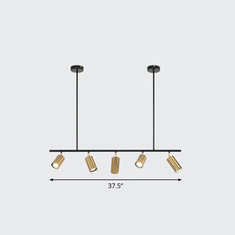Electroplated Gold Tube Spotlight Postmodern Metal Island Ceiling Light for Dining Room 5 Gold Clearhalo 'Ceiling Lights' 'Island Lights' Lighting' 2312172