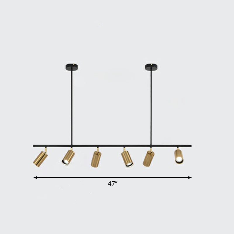 Electroplated Gold Tube Spotlight Postmodern Metal Island Ceiling Light for Dining Room 6 Gold Clearhalo 'Ceiling Lights' 'Island Lights' Lighting' 2312173