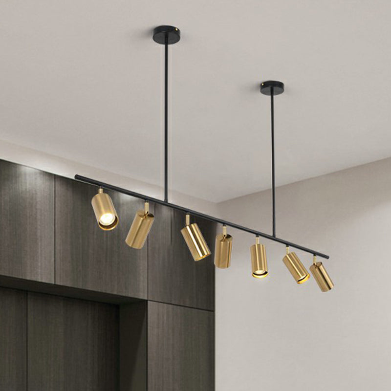 Electroplated Gold Tube Spotlight Postmodern Metal Island Ceiling Light for Dining Room Clearhalo 'Ceiling Lights' 'Island Lights' Lighting' 2312176