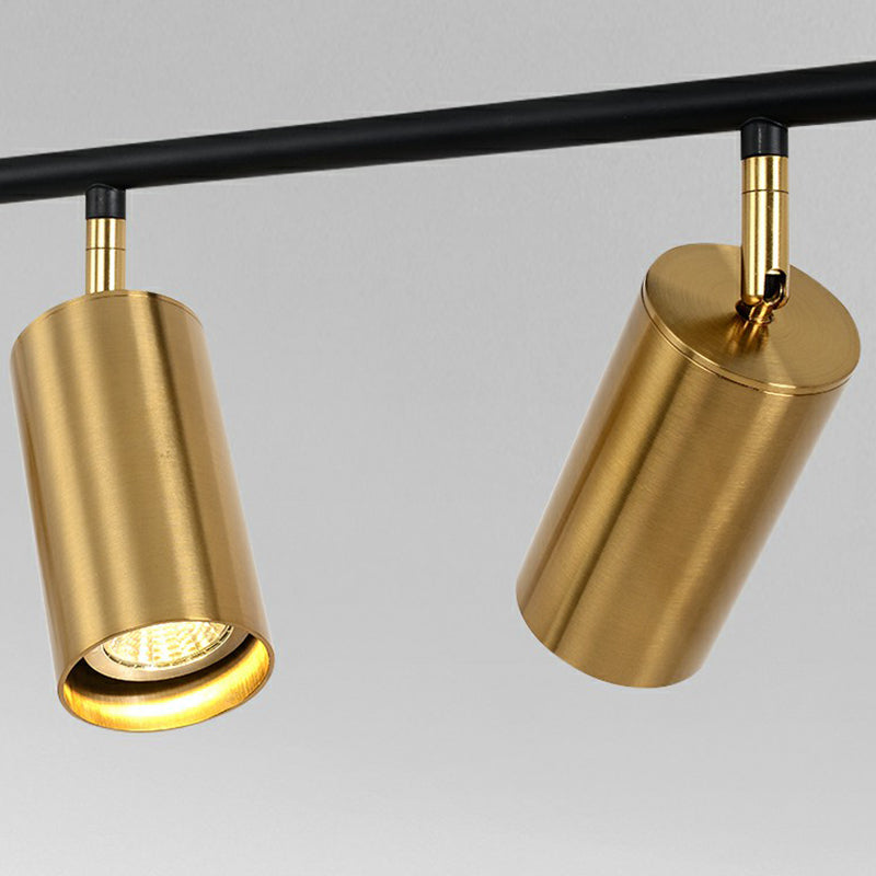 Electroplated Gold Tube Spotlight Postmodern Metal Island Ceiling Light for Dining Room Clearhalo 'Ceiling Lights' 'Island Lights' Lighting' 2312178