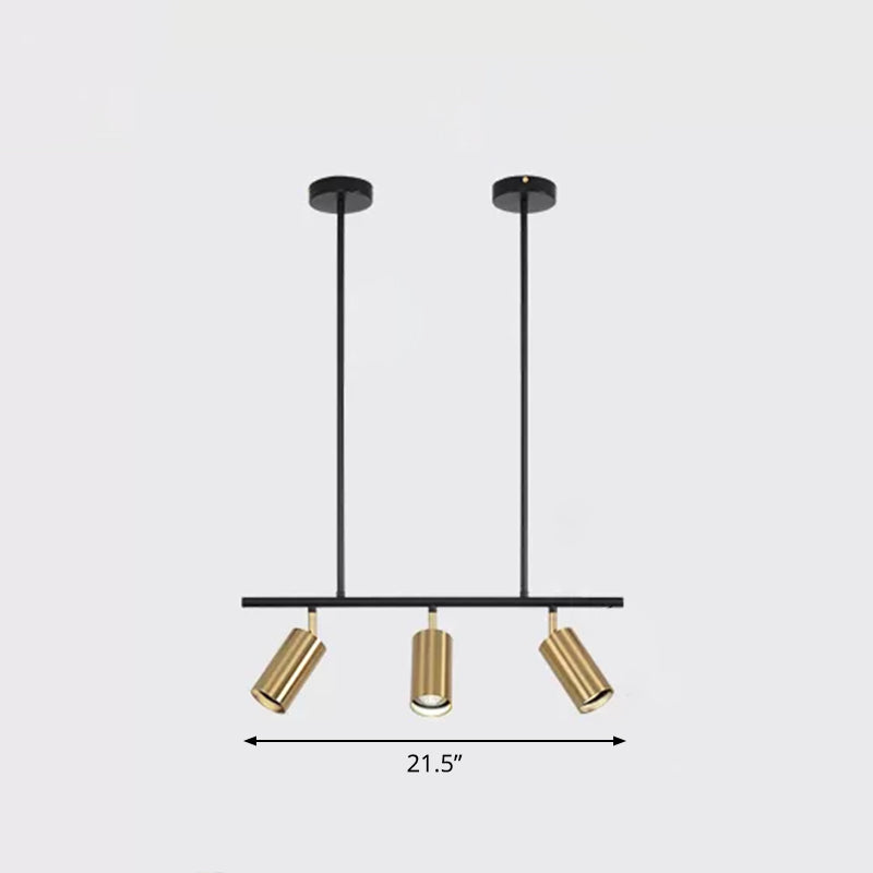 Electroplated Gold Tube Spotlight Postmodern Metal Island Ceiling Light for Dining Room 3 Gold Clearhalo 'Ceiling Lights' 'Island Lights' Lighting' 2312179