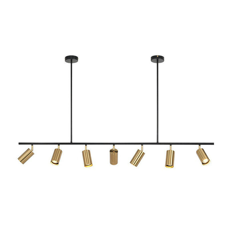 Electroplated Gold Tube Spotlight Postmodern Metal Island Ceiling Light for Dining Room Clearhalo 'Ceiling Lights' 'Island Lights' Lighting' 2312180