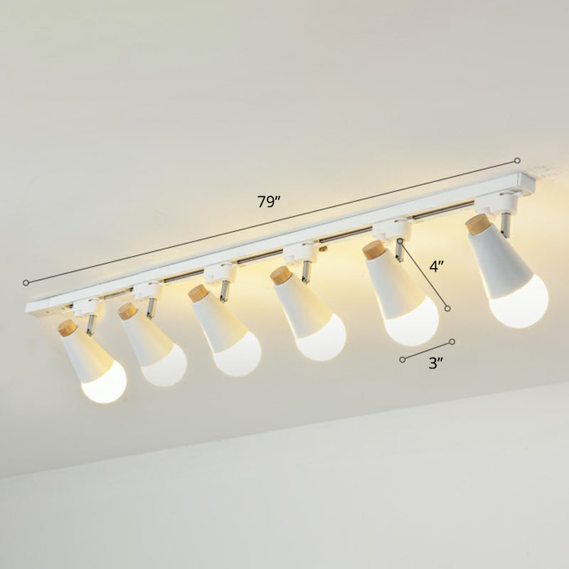 Cone Shaped Spotlight Track Lighting Macaron Metal Corridor Semi-Flush Mount Light Fixture 6 White Clearhalo 'Ceiling Lights' 'Close To Ceiling Lights' 'Close to ceiling' 'Semi-flushmount' Lighting' 2312225
