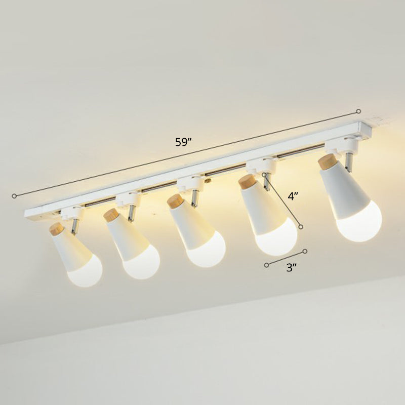 Cone Shaped Spotlight Track Lighting Macaron Metal Corridor Semi-Flush Mount Light Fixture 5 White Clearhalo 'Ceiling Lights' 'Close To Ceiling Lights' 'Close to ceiling' 'Semi-flushmount' Lighting' 2312226