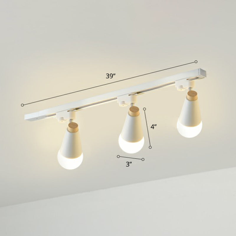 Cone Shaped Spotlight Track Lighting Macaron Metal Corridor Semi-Flush Mount Light Fixture 3 White Clearhalo 'Ceiling Lights' 'Close To Ceiling Lights' 'Close to ceiling' 'Semi-flushmount' Lighting' 2312228