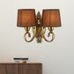 Traditional Tapered Wall Mount Lamp 1/2-Light Metal Sconce Light with Fabric Shade in Coffee for Living Room Clearhalo 'Wall Lamps & Sconces' 'Wall Lights' Lighting' 231343