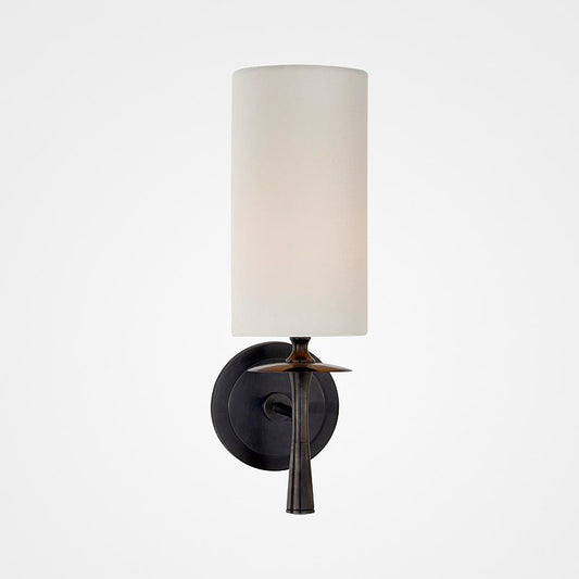 Black/Brass 1 Head Wall Mount Light Traditional Fabric Cylinder Shade Sconce Light for Living Room Clearhalo 'Wall Lamps & Sconces' 'Wall Lights' Lighting' 231505