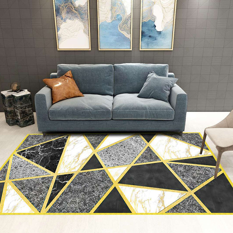 Modern Home Decorative Rug Multicolor Print Carpet Synthetics Stain Resistant Machine Washable Non-Slip Backing Rug Black-Gray Clearhalo 'Area Rug' 'Modern' 'Rugs' Rug' 2316932