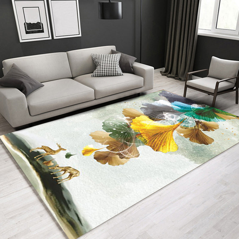 Glam Modern Rug Multi Color 3D Plant Print Rug Pet Friendly Non-Slip Machine Washable Rug for Living Room Green Clearhalo 'Area Rug' 'Modern' 'Rugs' Rug' 2316952