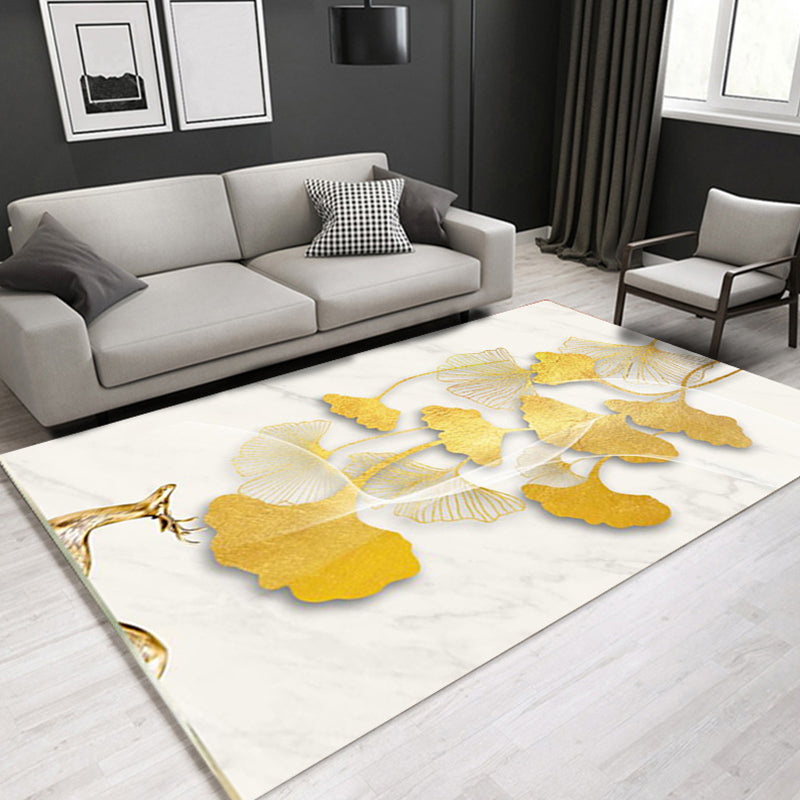Glam Modern Rug Multi Color 3D Plant Print Rug Pet Friendly Non-Slip Machine Washable Rug for Living Room Yellow Clearhalo 'Area Rug' 'Modern' 'Rugs' Rug' 2316956
