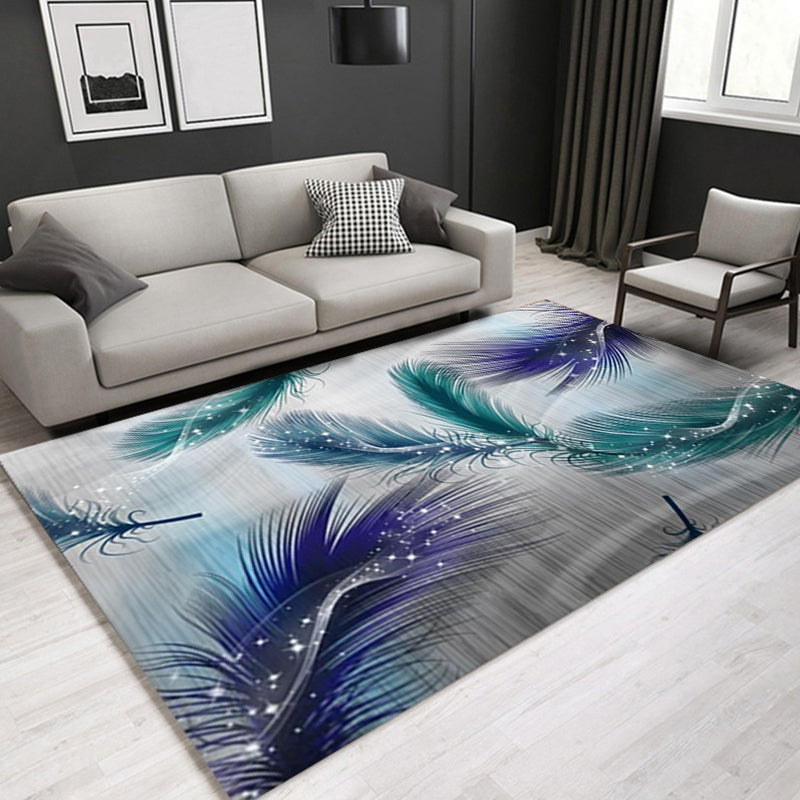 Glam Modern Rug Multi Color 3D Plant Print Rug Pet Friendly Non-Slip Machine Washable Rug for Living Room Purple Clearhalo 'Area Rug' 'Modern' 'Rugs' Rug' 2316959