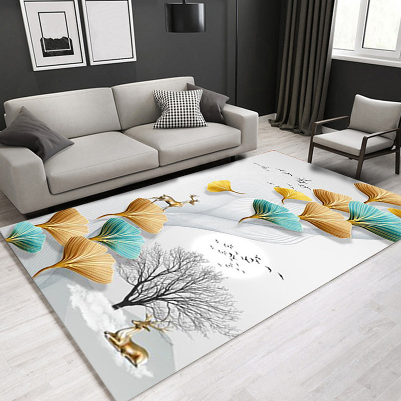 Glam Modern Rug Multi Color 3D Plant Print Rug Pet Friendly Non-Slip Machine Washable Rug for Living Room Grey Clearhalo 'Area Rug' 'Modern' 'Rugs' Rug' 2316960