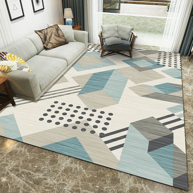 Multi-Color Geometric Rug Polypropylene Contemporary Rug Washable Stain Resistant Non-Slip Carpet for Home Blue-Green Clearhalo 'Area Rug' 'Modern' 'Rugs' Rug' 2316982