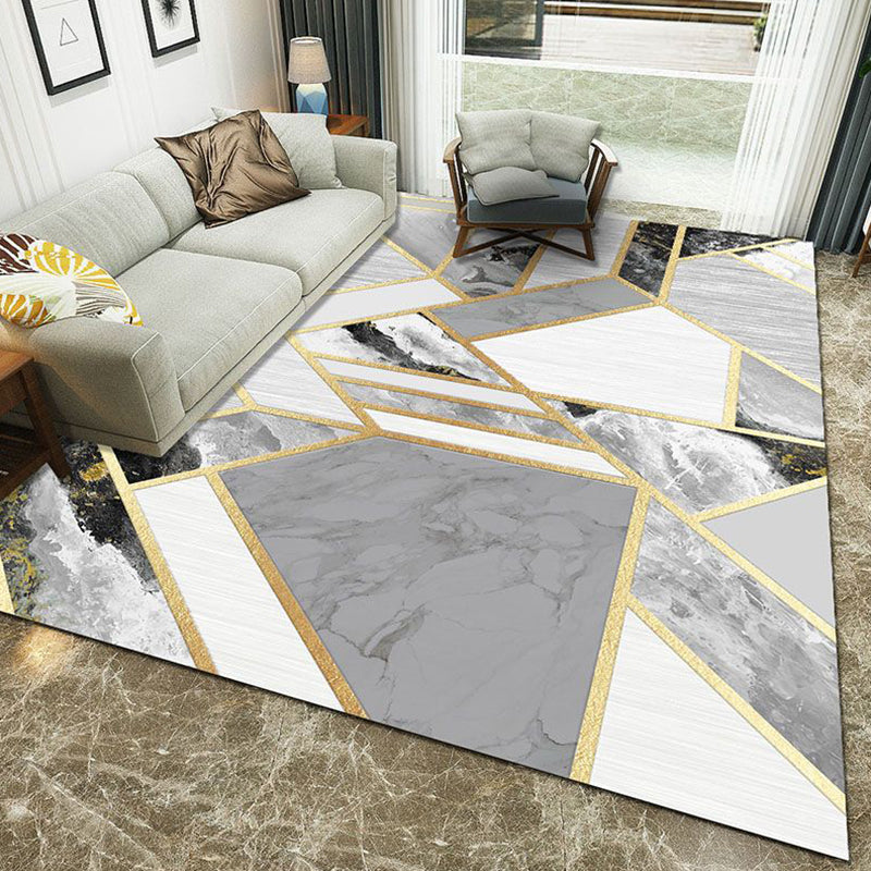 Multi-Color Geometric Rug Polypropylene Contemporary Rug Washable Stain Resistant Non-Slip Carpet for Home Light Gray-White Clearhalo 'Area Rug' 'Modern' 'Rugs' Rug' 2316986