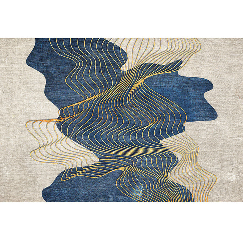 Simplicity Abstract Line Print Rug Multi Color Polypropylene Rug Anti-Slip Backing Stain Resistant Pet Friendly Area Carpet for Room Dark Blue Clearhalo 'Area Rug' 'Modern' 'Rugs' Rug' 2317018
