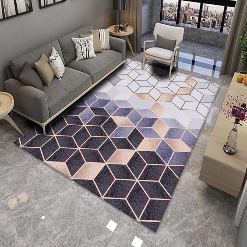 Chic Multicolor Modern Rug Polyester Geometric Color-Block Rug Anti-Slip Machine Washable Stain Resistant Rug for Living Room Purple-Black Clearhalo 'Area Rug' 'Modern' 'Rugs' Rug' 2317023