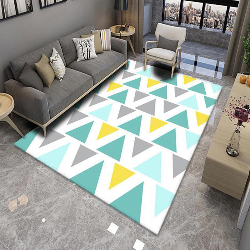 Chic Multicolor Modern Rug Polyester Geometric Color-Block Rug Anti-Slip Machine Washable Stain Resistant Rug for Living Room Blue-Green Clearhalo 'Area Rug' 'Modern' 'Rugs' Rug' 2317025