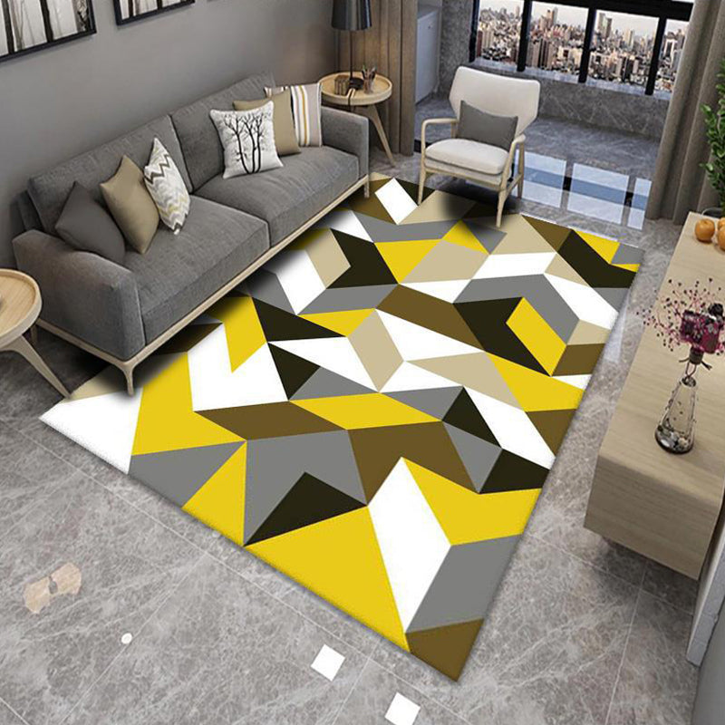 Chic Multicolor Modern Rug Polyester Geometric Color-Block Rug Anti-Slip Machine Washable Stain Resistant Rug for Living Room Yellow-Brown Clearhalo 'Area Rug' 'Modern' 'Rugs' Rug' 2317026