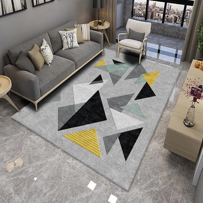 Chic Multicolor Modern Rug Polyester Geometric Color-Block Rug Anti-Slip Machine Washable Stain Resistant Rug for Living Room Silver Gray Clearhalo 'Area Rug' 'Modern' 'Rugs' Rug' 2317027