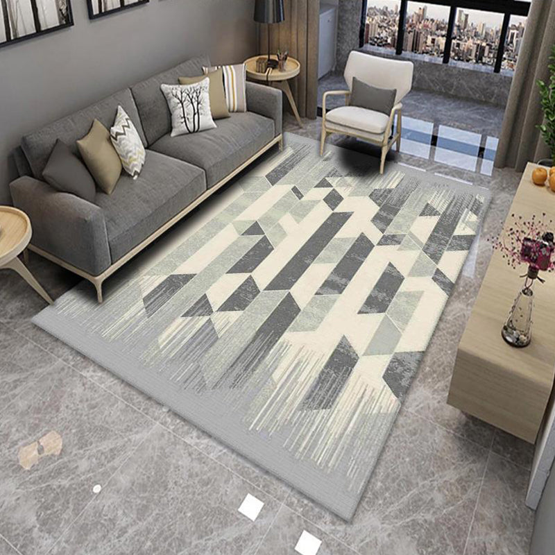 Chic Multicolor Modern Rug Polyester Geometric Color-Block Rug Anti-Slip Machine Washable Stain Resistant Rug for Living Room Cream Gray Clearhalo 'Area Rug' 'Modern' 'Rugs' Rug' 2317029