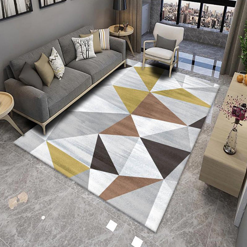 Chic Multicolor Modern Rug Polyester Geometric Color-Block Rug Anti-Slip Machine Washable Stain Resistant Rug for Living Room Brown Clearhalo 'Area Rug' 'Modern' 'Rugs' Rug' 2317030