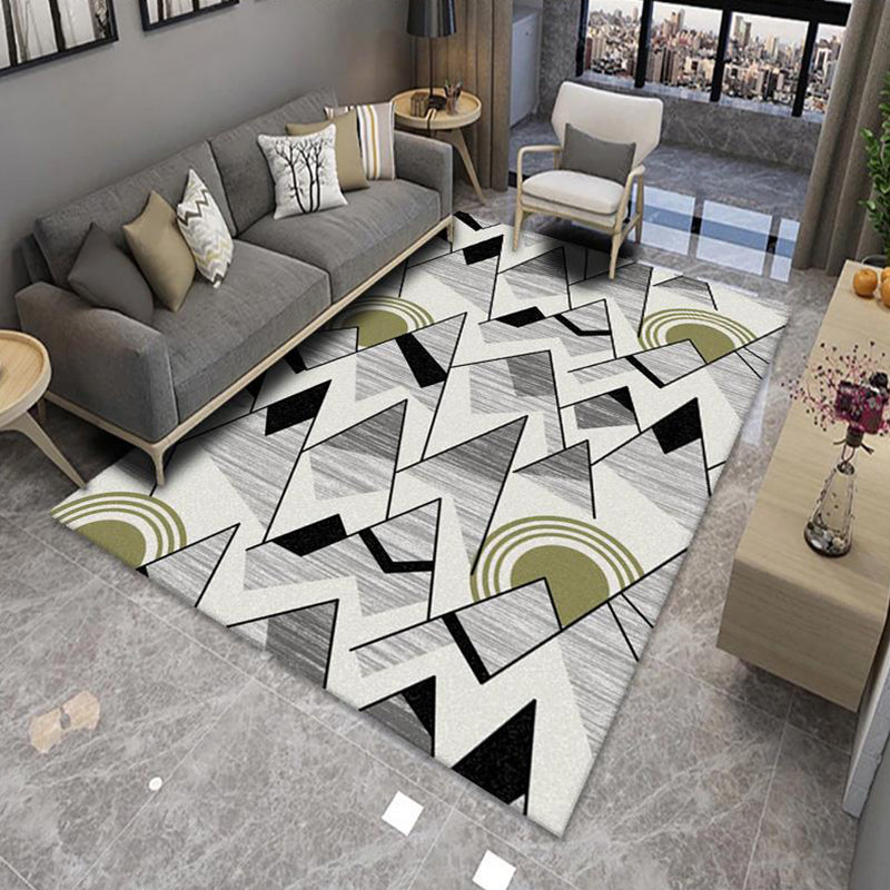 Chic Multicolor Modern Rug Polyester Geometric Color-Block Rug Anti-Slip Machine Washable Stain Resistant Rug for Living Room Light Gray-White Clearhalo 'Area Rug' 'Modern' 'Rugs' Rug' 2317032