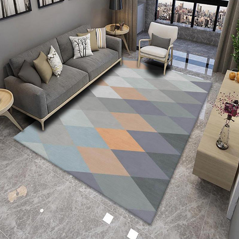 Chic Multicolor Modern Rug Polyester Geometric Color-Block Rug Anti-Slip Machine Washable Stain Resistant Rug for Living Room Gray-Orange Clearhalo 'Area Rug' 'Modern' 'Rugs' Rug' 2317033
