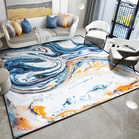 Dazzling Modern Rug Multicolor Abstract Print Rug Non-Slip Machine Washable Stain Resistant Rug for Drawing Room Blue-White Clearhalo 'Area Rug' 'Modern' 'Rugs' Rug' 2317053