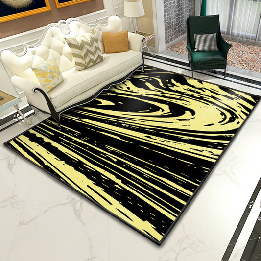 Modern Abstract Lava Print Rug Multi-Colored Modern Carpet Polypropylene Stain Resistant Non-Slip Backing Machine Washable Rug for Home Yellow-Black Clearhalo 'Area Rug' 'Modern' 'Rugs' Rug' 2317062