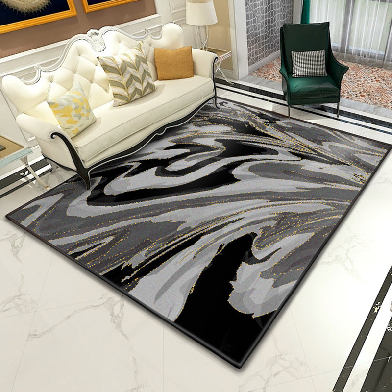Modern Abstract Lava Print Rug Multi-Colored Modern Carpet Polypropylene Stain Resistant Non-Slip Backing Machine Washable Rug for Home Black-Gray Clearhalo 'Area Rug' 'Modern' 'Rugs' Rug' 2317070