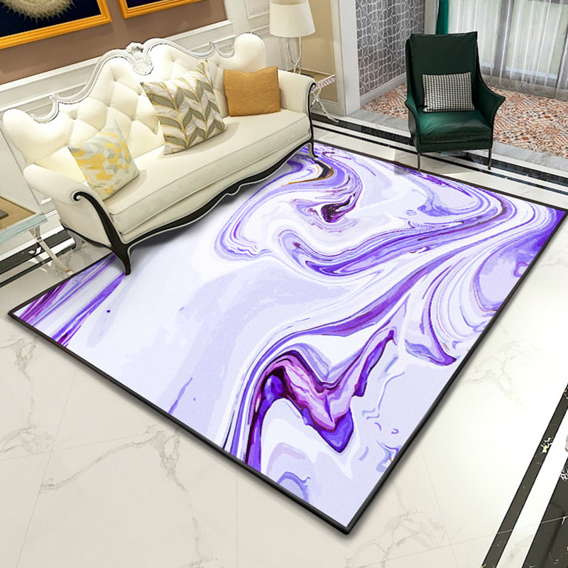 Modern Abstract Lava Print Rug Multi-Colored Modern Carpet Polypropylene Stain Resistant Non-Slip Backing Machine Washable Rug for Home Light Purple Clearhalo 'Area Rug' 'Modern' 'Rugs' Rug' 2317073