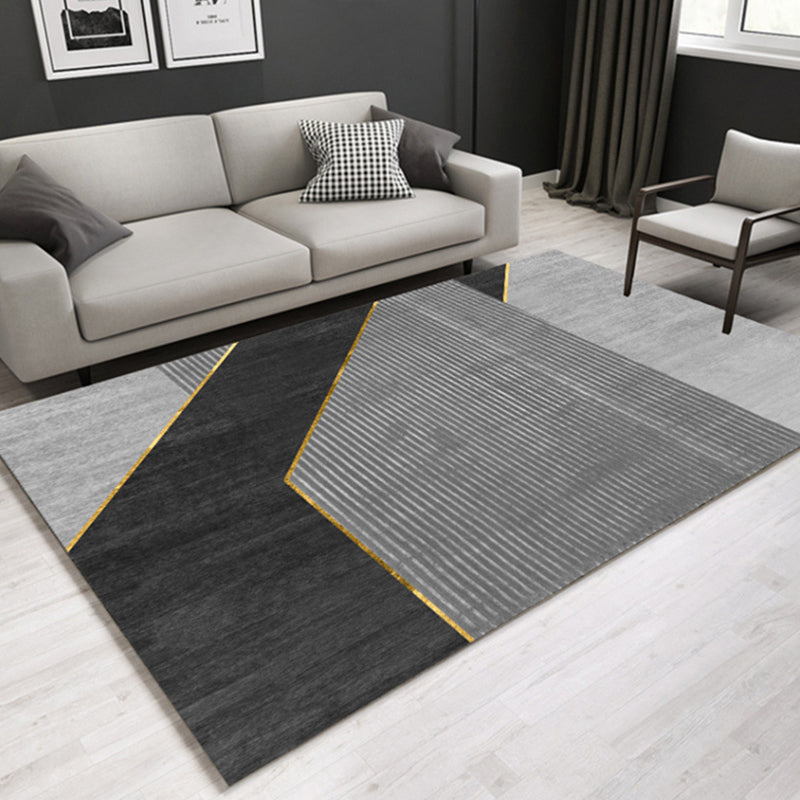 Minimal Multi-Color Geometric Rug Synthetics Contemporary Carpet Machine Washable Pet Friendly Anti-Slip Backing Rug for Great Room Black-Gray Clearhalo 'Area Rug' 'Modern' 'Rugs' Rug' 2317114