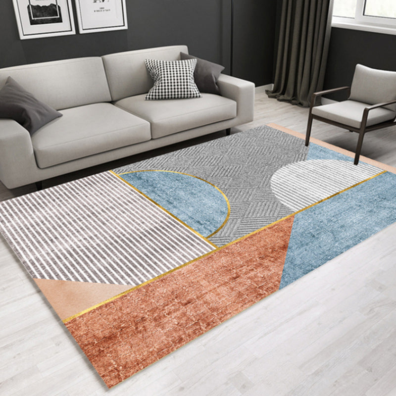 Minimal Multi-Color Geometric Rug Synthetics Contemporary Carpet Machine Washable Pet Friendly Anti-Slip Backing Rug for Great Room Grey Clearhalo 'Area Rug' 'Modern' 'Rugs' Rug' 2317115