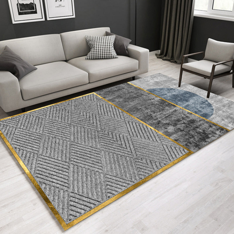 Minimal Multi-Color Geometric Rug Synthetics Contemporary Carpet Machine Washable Pet Friendly Anti-Slip Backing Rug for Great Room Smoke Gray Clearhalo 'Area Rug' 'Modern' 'Rugs' Rug' 2317116