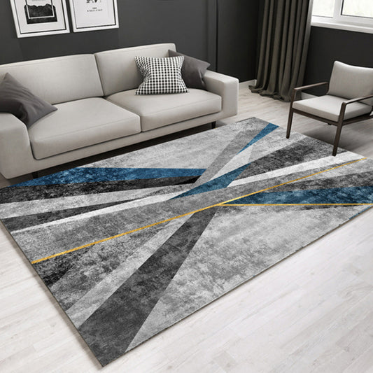 Minimal Multi-Color Geometric Rug Synthetics Contemporary Carpet Machine Washable Pet Friendly Anti-Slip Backing Rug for Great Room Gray-Blue Clearhalo 'Area Rug' 'Modern' 'Rugs' Rug' 2317117