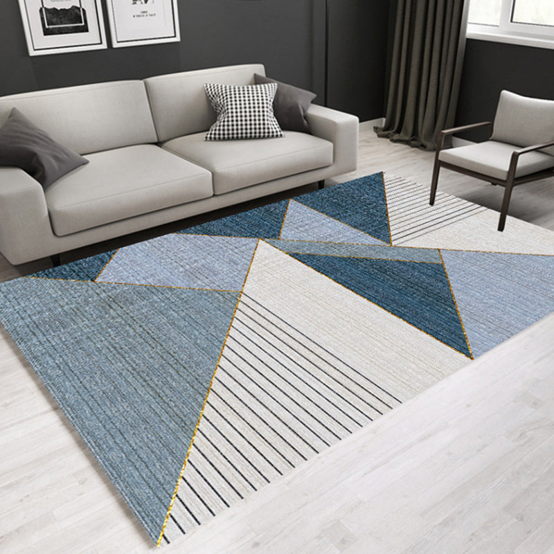Minimal Multi-Color Geometric Rug Synthetics Contemporary Carpet Machine Washable Pet Friendly Anti-Slip Backing Rug for Great Room Blue Clearhalo 'Area Rug' 'Modern' 'Rugs' Rug' 2317120