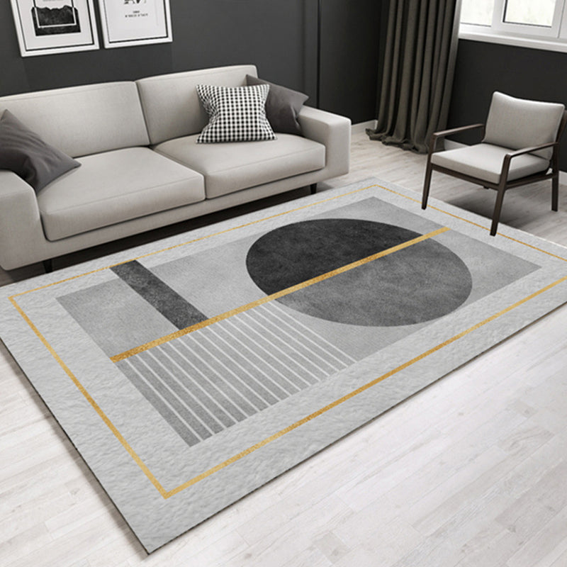 Minimal Multi-Color Geometric Rug Synthetics Contemporary Carpet Machine Washable Pet Friendly Anti-Slip Backing Rug for Great Room Light Gray-Black Clearhalo 'Area Rug' 'Modern' 'Rugs' Rug' 2317122