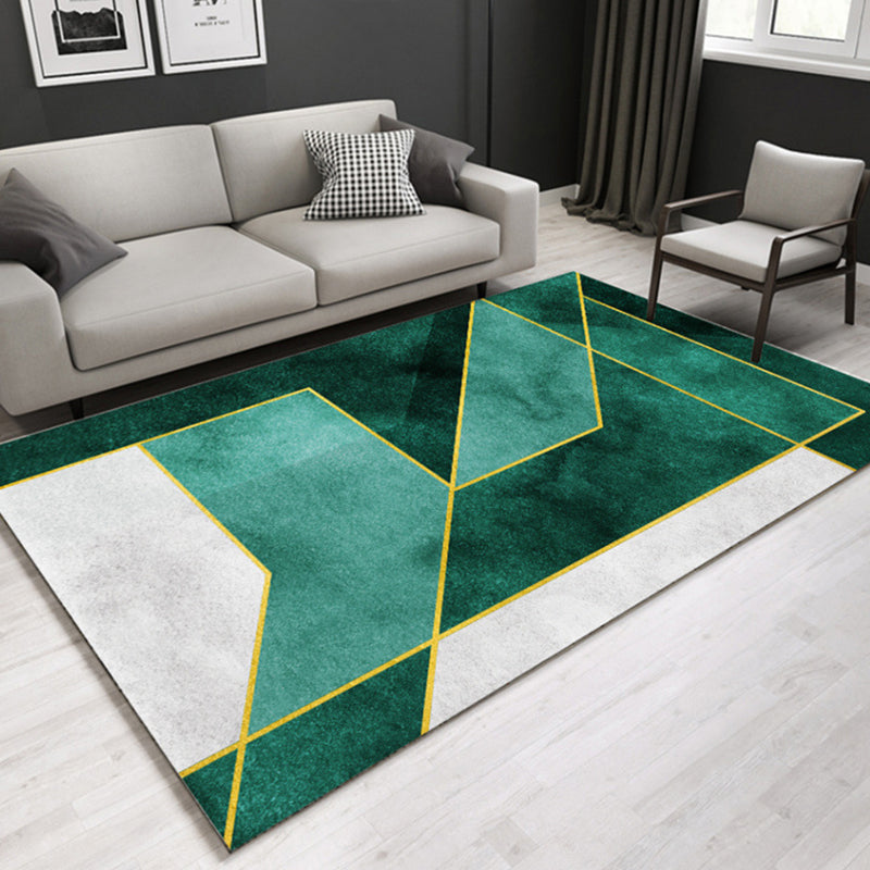 Minimal Multi-Color Geometric Rug Synthetics Contemporary Carpet Machine Washable Pet Friendly Anti-Slip Backing Rug for Great Room Green Clearhalo 'Area Rug' 'Modern' 'Rugs' Rug' 2317123