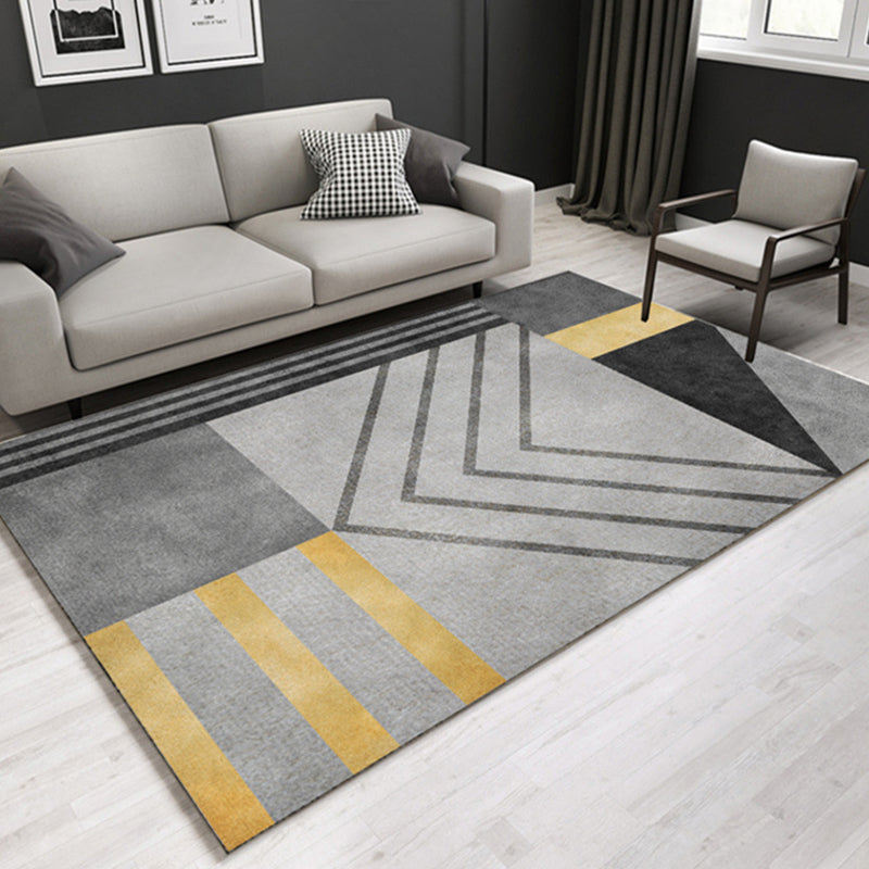 Minimal Multi-Color Geometric Rug Synthetics Contemporary Carpet Machine Washable Pet Friendly Anti-Slip Backing Rug for Great Room Gray-Gold Clearhalo 'Area Rug' 'Modern' 'Rugs' Rug' 2317124