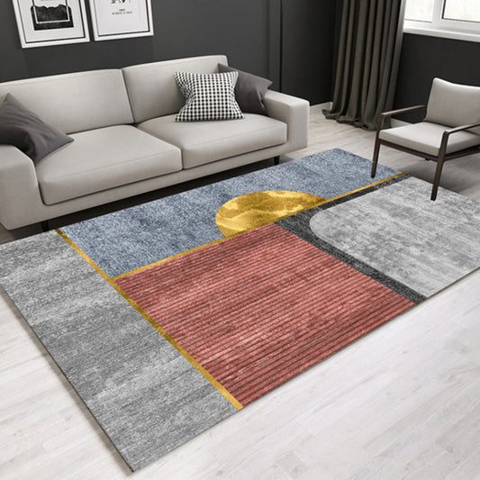 Minimal Multi-Color Geometric Rug Synthetics Contemporary Carpet Machine Washable Pet Friendly Anti-Slip Backing Rug for Great Room Dark Red Clearhalo 'Area Rug' 'Modern' 'Rugs' Rug' 2317126