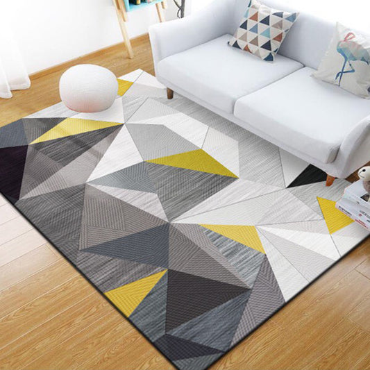 Multi-Colored Geometric Rug Synthetics Contemporary Rug Anti-Slip Stain Resistant Machine Washable Area Rug for Home Gray-Yellow Clearhalo 'Area Rug' 'Modern' 'Rugs' Rug' 2317132
