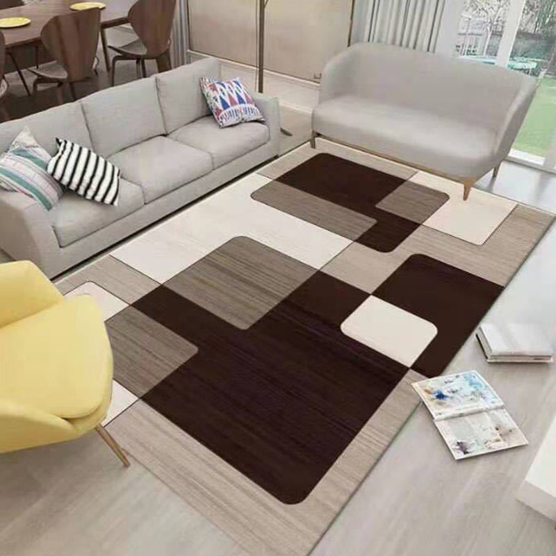 Multi-Colored Geometric Rug Synthetics Contemporary Rug Anti-Slip Stain Resistant Machine Washable Area Rug for Home Dark Brown Clearhalo 'Area Rug' 'Modern' 'Rugs' Rug' 2317137