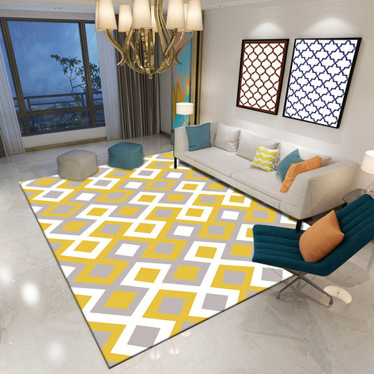 Bold Color Block Geometric Rug Multi Color Modern Rug Polypropylene Machine Washable Non-Slip Stain Resistant Rug for Living Room Dark Yellow Clearhalo 'Area Rug' 'Modern' 'Rugs' Rug' 2317153