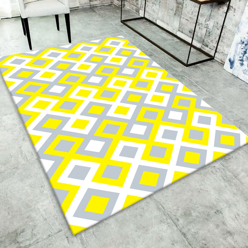 Minimalist Modern Rug Multicolor Geometric Trellis Print Carpet Anti-Slip Machine Washable Pet Friendly Rug for Room Fluorescent Yellow Clearhalo 'Area Rug' 'Modern' 'Rugs' Rug' 2317157