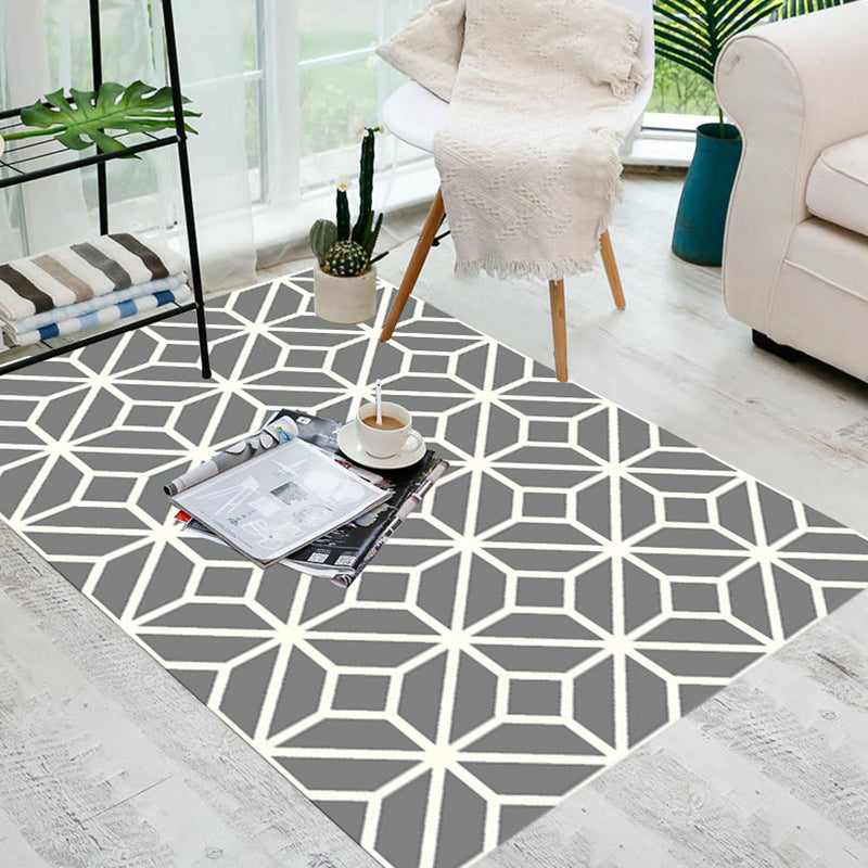 Minimalist Modern Rug Multicolor Geometric Trellis Print Carpet Anti-Slip Machine Washable Pet Friendly Rug for Room Grey Clearhalo 'Area Rug' 'Modern' 'Rugs' Rug' 2317161