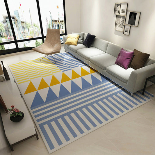 Contemporary Geometric Printed Rug Multi Colored Polyester Carpet Anti-Slip Backing Machine Wash Pet Friendly Rug for Great Room Blue Clearhalo 'Area Rug' 'Modern' 'Rugs' Rug' 2317175