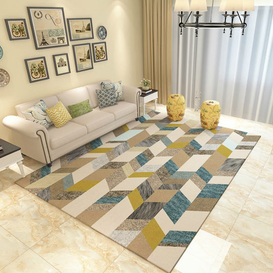 Contemporary Geometric Printed Rug Multi Colored Polyester Carpet Anti-Slip Backing Machine Wash Pet Friendly Rug for Great Room Yellow-Green Clearhalo 'Area Rug' 'Modern' 'Rugs' Rug' 2317179