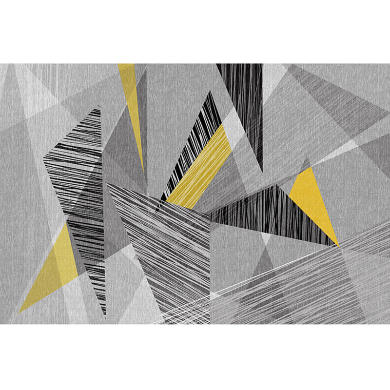 Multicolor Home Rug Modern 3D Print Geometric Rug Synthetics Washable Pet Friendly Anti-Slip Backing Area Rug Gray-Yellow Clearhalo 'Area Rug' 'Modern' 'Rugs' Rug' 2317195