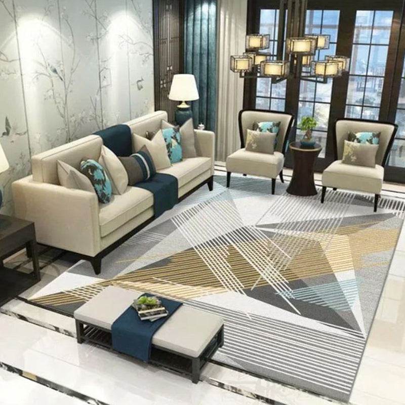 Chic Multi Color Minimalist Rug Polypropylene Abstract Geometry Rug Pet Friendly Non-Slip Machine Washable Rug for Drawing Room Gray-Blue Clearhalo 'Area Rug' 'Modern' 'Rugs' Rug' 2317209